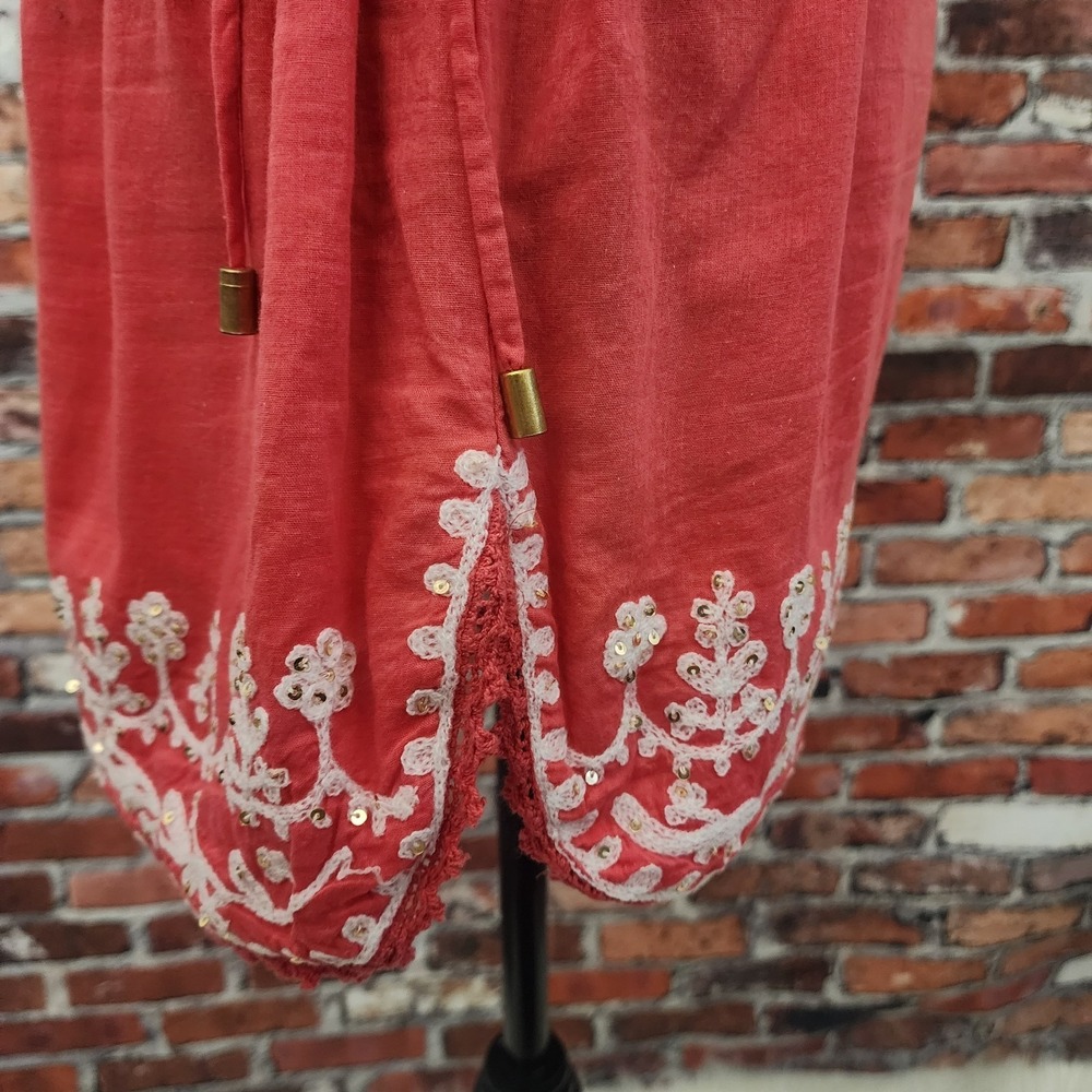 CYNTHIA ROWLEY Swim CoverUp Dress L Strapless Sequin Embroidered‎ Boho Cottage - Picture 9 of 15